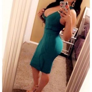 Green midi bandage dress